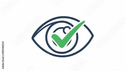Green checkmark in eye symbol.