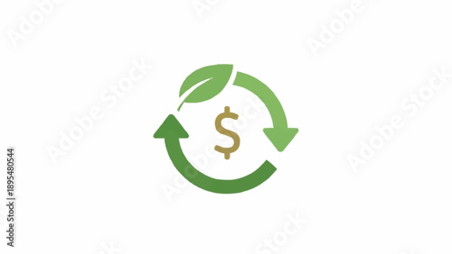 Green dollar sign eco friendly finance.