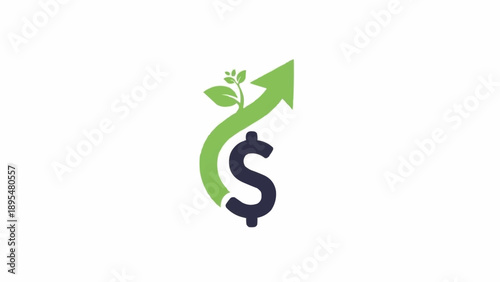 Green dollar sign with arrow up.