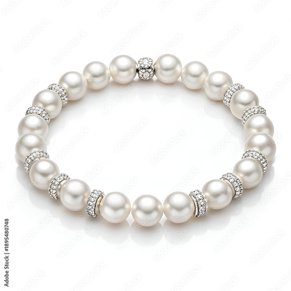 Obraz premium Elegant pearl bracelet featuring perfectly round white pearls.