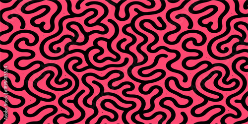 Seamless abstract vector design featuring a repeating pattern of red hearts and geometric ornaments for vintage textile wallpaper and decorative fabric backdrop