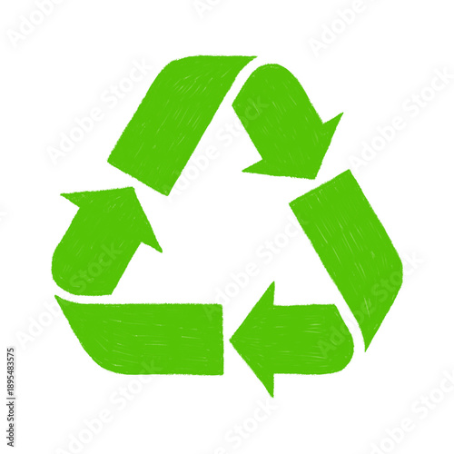 Green recycling symbol with three arrows representing sustainability and environmental conservation