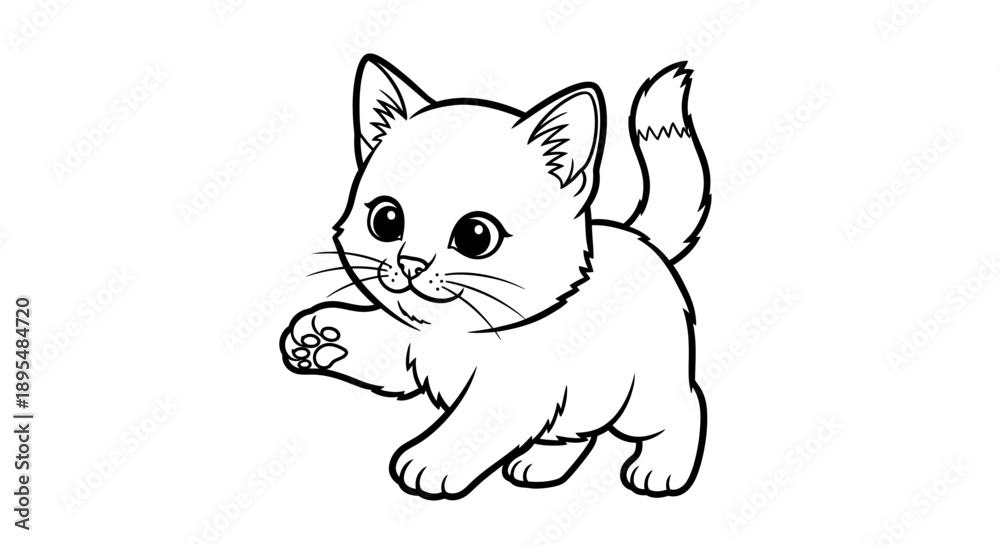 Obraz premium Playful white kitten exploring a cozy space with curious eyes and tiny paws.
