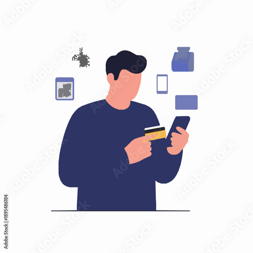 Digital payment methods user interaction vector illustration isolated on white background