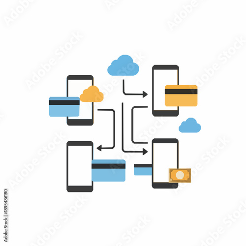 Abstract digital payment methods vector illustration isolated on white background