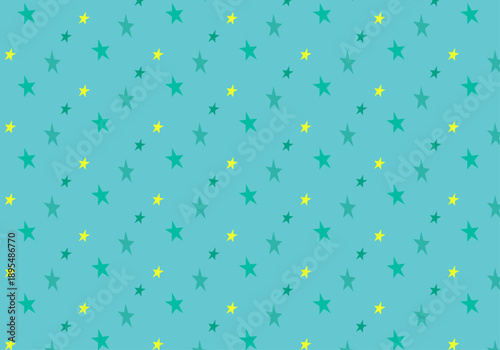 Turquoise and Yellow Star Seamless Pattern for Kids