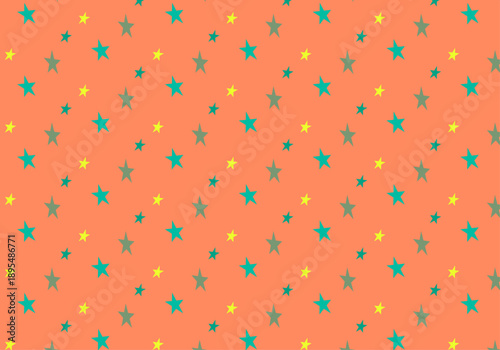 Colorful Star Seamless Pattern on Peach Background – Playful Kids Vector Design