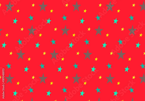 Radiant Red Galaxy with Teal & Gray Stars