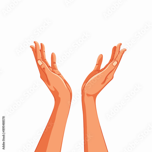Illustration of Two Upright Hands Reaching Upwards with Fingers Slightly Fanned Out, Set Against a Plain Background Suggesting a Gesture of Openness and Hope