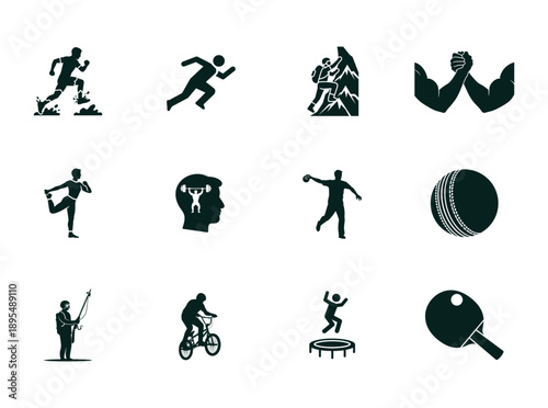 Collection of Sports and Outdoor Activity Silhouettes with Transparent Background running silhouette