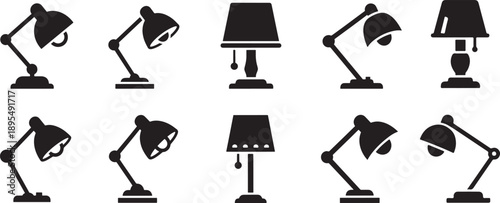 Lamp Icons, Desk and Table Lighting, Silhouette Style