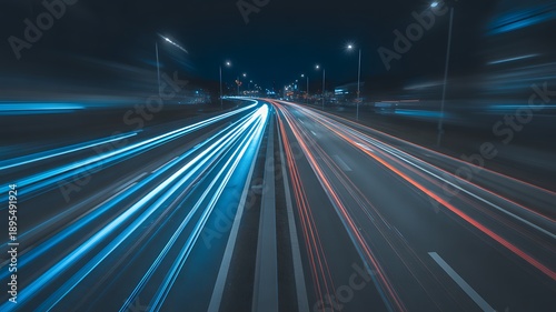 Night highway light trails