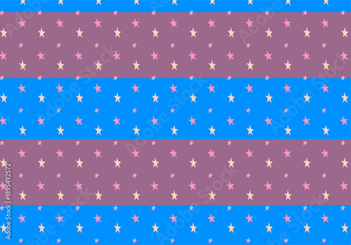 Fun Stars on Blue, Purple & Pink Horizontal Stripes