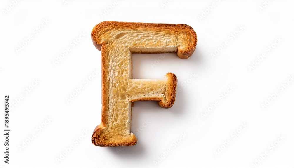 Fototapeta premium bread letter f on white background