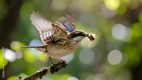 Bird in Flight with Insect - A Natures Moment Captured.
