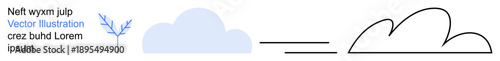 Art, creativity, transformation, simplicity, design, nature. Abstract illustration showing a cloud and its linear transformation to a stylized form. Art and creativity concept
