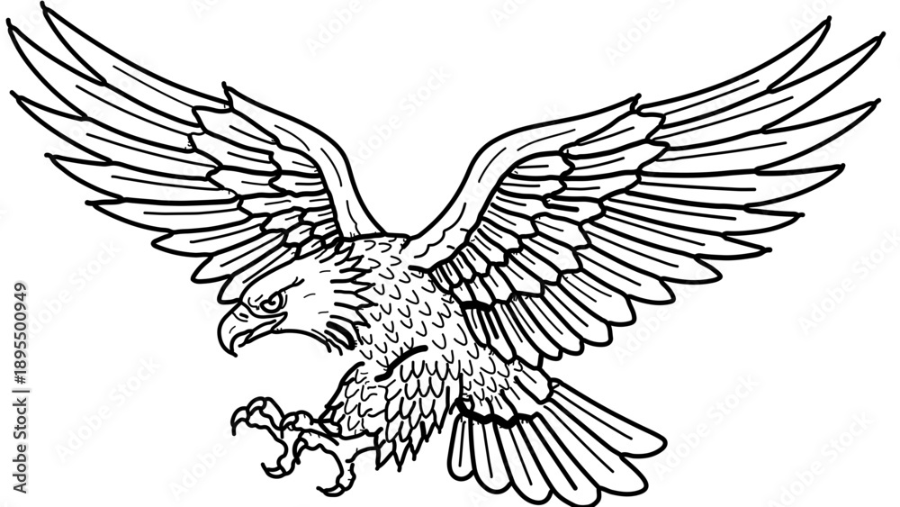 Fototapeta premium A majestic eagle in flight, depicted in a bold and dynamic vector illustration style.