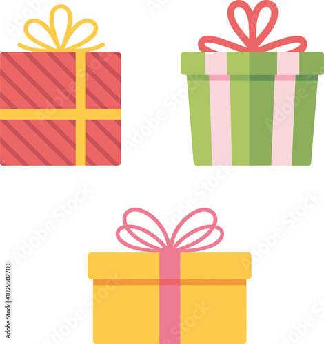 Colorful gift boxes, festive ribbons, celebration theme, birthday presents, holiday packaging, cheerful design, vibrant wrapping, party decoration, surprise elements, joy