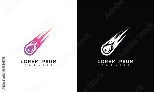 Meteor Logo Design - Space Comet Icon Cosmic Symbol Celestial Branding.
