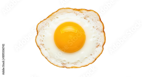 Konstfotografi Fried egg isolated PNG on transparent background, sunny-side up breakfast food w