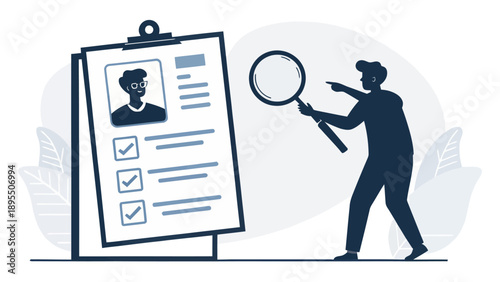 Job Application and Resume Review with Magnifying Glass Icon