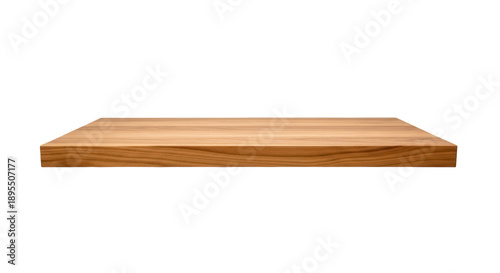Tableau sur toile Wooden shelf isolated PNG on transparent background, natural wood grain texture