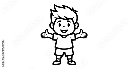 Happy Cartoon Boy Character with Thumbs Up.