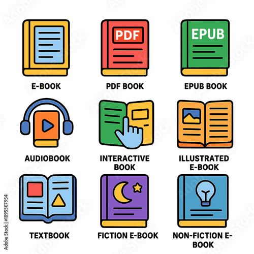 E-book formats and features: pdf, epub, audiobook, interactive, illustrated