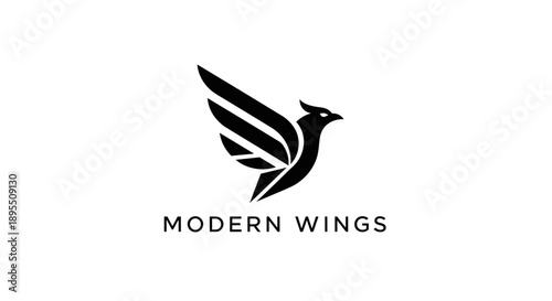 Modern Wings Logo Design Featuring a Stylized Bird.