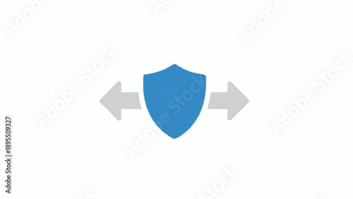 Canvastavla Blue shield icon with arrows.