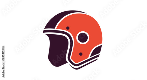 Retro Motorcycle Helmet Icon Vector Graphic.