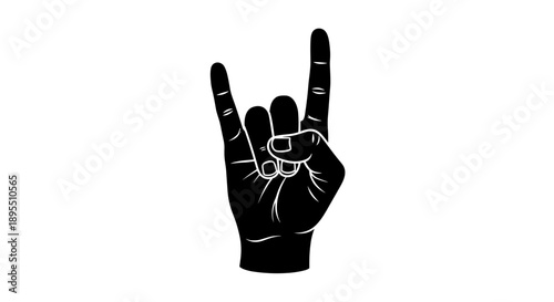 Rock On Hand Gesture Silhouette Symbol.