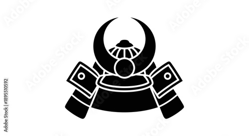 Samurai Helmet Icon Black Silhouette.