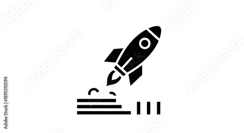 Rocket Launching Upwards Icon Symbolizing Startup Growth.
