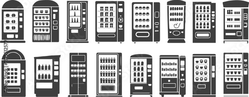 vending machine icons collection line and glyph vectors
