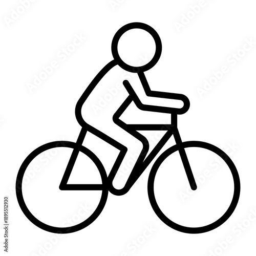 Vintage black silhouette illustration of a person on a bicycle vector icon featuring a cyclist pedaling for sport exercise and healthy transportation isolated on a white background