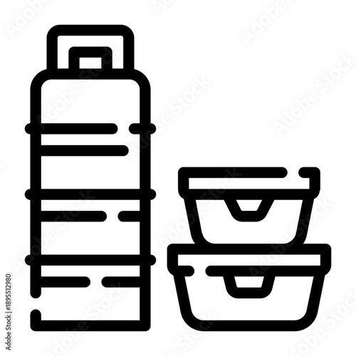 Black vector illustration of a shopping bag and cart with a handle icon symbol for business and web design travel luggage portfolio suitcase and baggage storage object