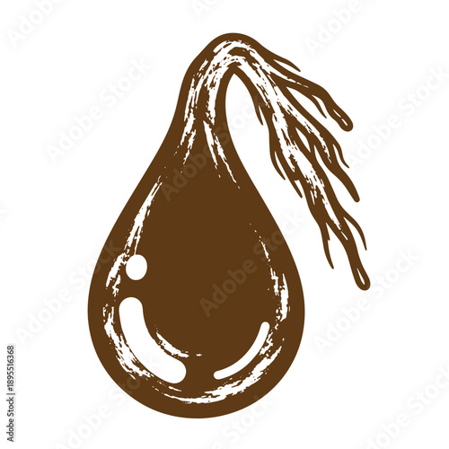 Vintage Grunge texture Onion bulb with long green leaves on top isolated on white background