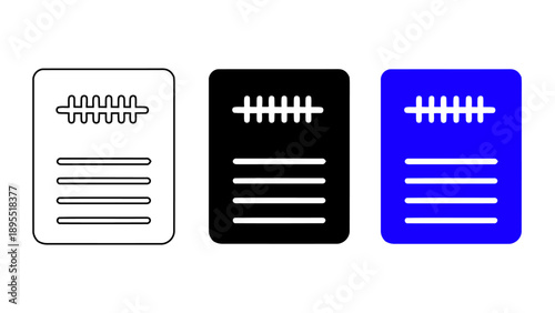 Audio recording document icon with voice frequency wave in outline and blue styles for transcription and podcasting