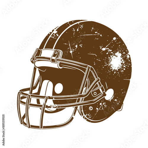 Vintage Grunge texture American football helmet with grunge effect on white background  sports equipment
