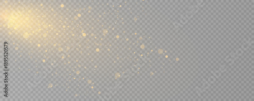 Radiant gold particles scatter across a dark background with elegance. The glowing dust forms a refined shimmer effect. Perfect for premium and festive visuals.
