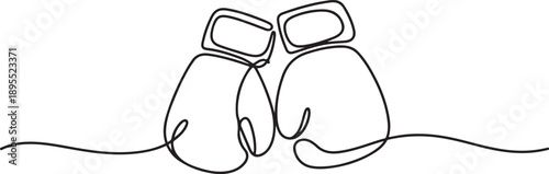 Continuous one line drawing of Boxing gloves. A Boxing gloves single line vector illustration. one line Art icon drawing vector