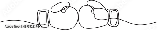 Continuous one line drawing of Boxing gloves. A Boxing gloves single line vector illustration. one line Art icon drawing vector