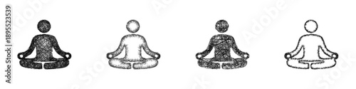 Sketch meditation icon design set