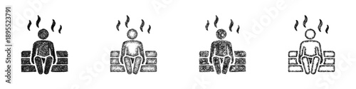 Sketch sauna icon design set