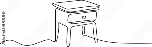 Continuous one line drawing of nightstand bed table. Side table table single outline vector illustration. one line Art icon drawing vector