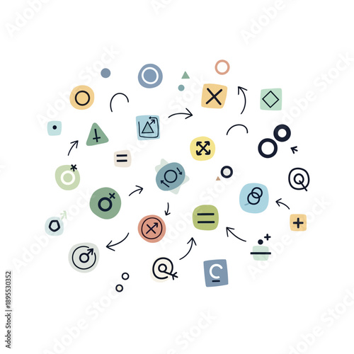 Collection of Various Geometric Shapes and Symbols.