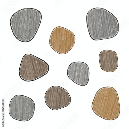 Collection of Various Colored Stones and Pebbles.