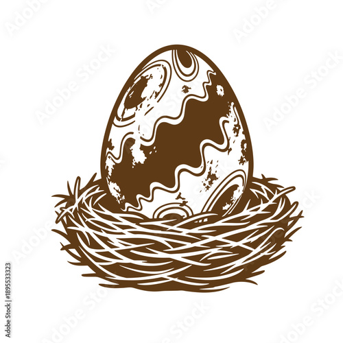 Vintage Grunge texture earth egg in a nest symbolizing global safety and eco concept in one sentence