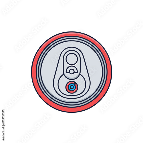 Top View of Aluminum Soda Can with Pull Tab - Isolated on White